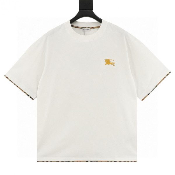 designer,replica,clothing,fake,1:1,lv,luxury,high quality BURBERRY Check Trim Equestrian Embroidery Short-Sleeve T-Shirt (AEA9)