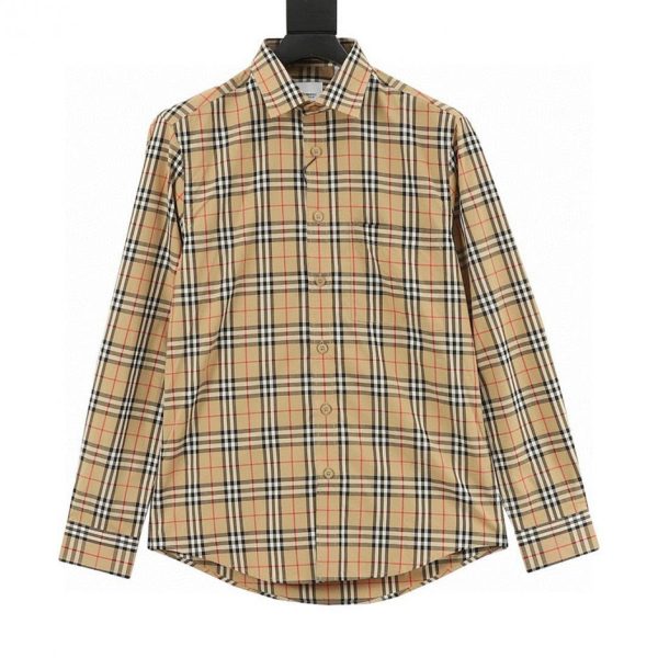 designer,replica,clothing,fake,1:1,lv,luxury,high quality BURBERRY Classic Checkered Pocket Cotton Long-Sleeve Shirt (FC53)