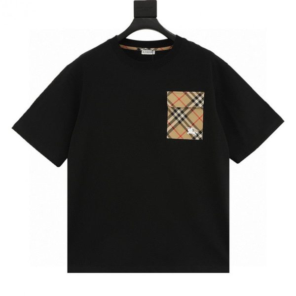 designer,replica,clothing,fake,1:1,lv,luxury,high quality BURBERRY Flap-front Check Pocket Equestrian Embroidery Short-Sleeve T-Shirt (61EE)