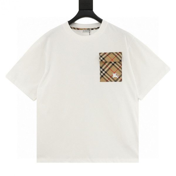 designer,replica,clothing,fake,1:1,lv,luxury,high quality BURBERRY Flap-front Check Pocket Equestrian Embroidery Short-Sleeve T-Shirt (DCD8)