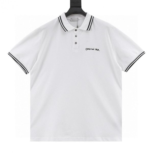 designer,replica,clothing,fake,1:1,lv,luxury,high quality DIOR short-sleeved polo shirt with embroidered cursive lettering (2806)