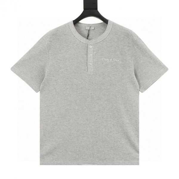 designer,replica,clothing,fake,1:1,lv,luxury,high quality DIOR Henley Collar Waffle Gown Short-Sleeve T-Shirt (C9FA)