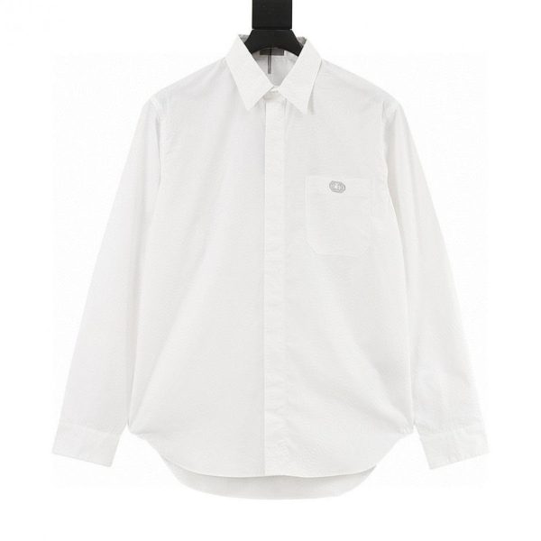 designer,replica,clothing,fake,1:1,lv,luxury,high quality DIOR BOX Embroidered Long-Sleeve Shirt (2F49)