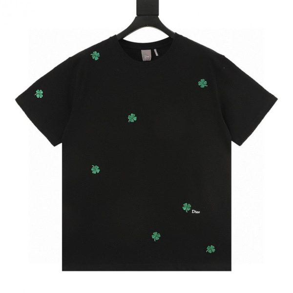 designer,replica,clothing,fake,1:1,lv,luxury,high quality DIOR all-over four-leaf clover embroidered short-sleeved T-shirt (1E50)