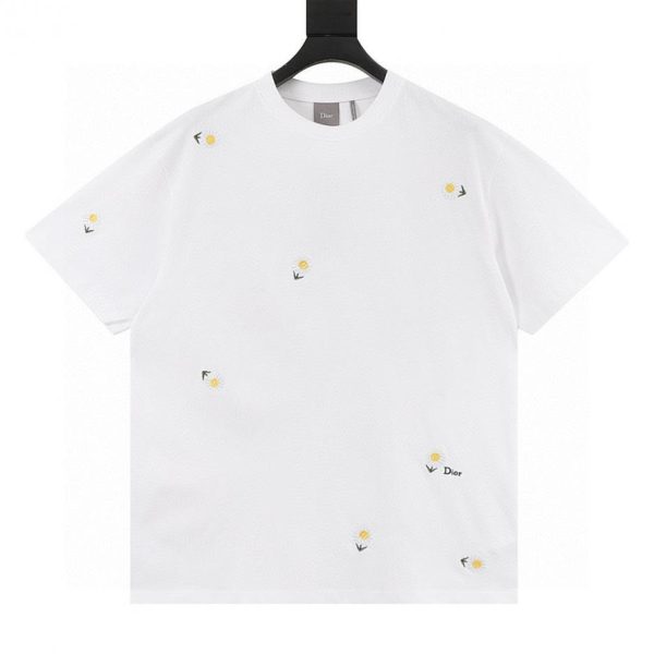 designer,replica,clothing,fake,1:1,lv,luxury,high quality DIOR all-over daisy embroidery short-sleeved T-shirt (A36A)