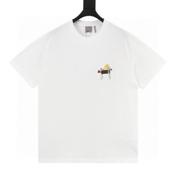 designer,replica,clothing,fake,1:1,lv,luxury,high quality DIOR Year of the Horse Embroidered Short-Sleeve T-Shirt (B4CF)