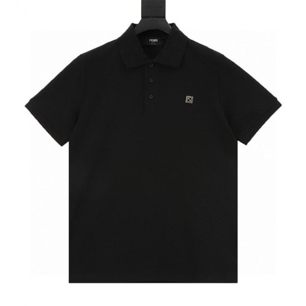 designer,replica,clothing,fake,1:1,lv,luxury,high quality Fendi Double F Metal Logo Short-Sleeve Polo Shirt (608B)