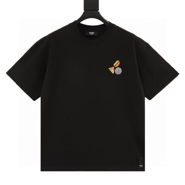 designer,replica,clothing,fake,1:1,lv,luxury,high quality Fendi Fendilicious Pizza Embroidered Short-Sleeve T-Shirt (CC75)