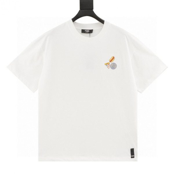 designer,replica,clothing,fake,1:1,lv,luxury,high quality Fendi Fendilicious Pizza Embroidered Short-Sleeve T-Shirt (F178)