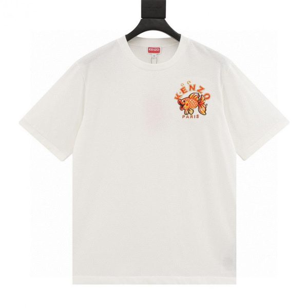 designer,replica,clothing,fake,1:1,lv,luxury,high quality KENZO Koi Embroidered Letter Short-Sleeve T-Shirt (5822)