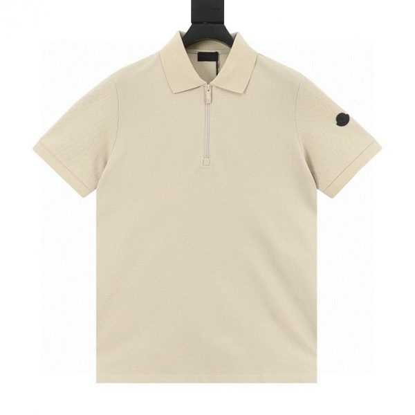 designer,replica,clothing,fake,1:1,lv,luxury,high quality Moncler Half-Zip Silicone Logo Short-Sleeve Polo Shirt (54A9)