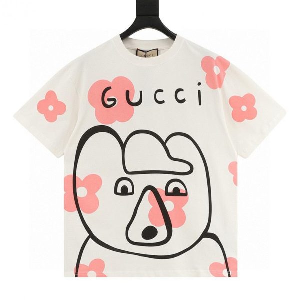designer,replica,clothing,fake,1:1,lv,luxury,high quality Gucci’s new cartoon-themed short-sleeved shirt (B7CE)