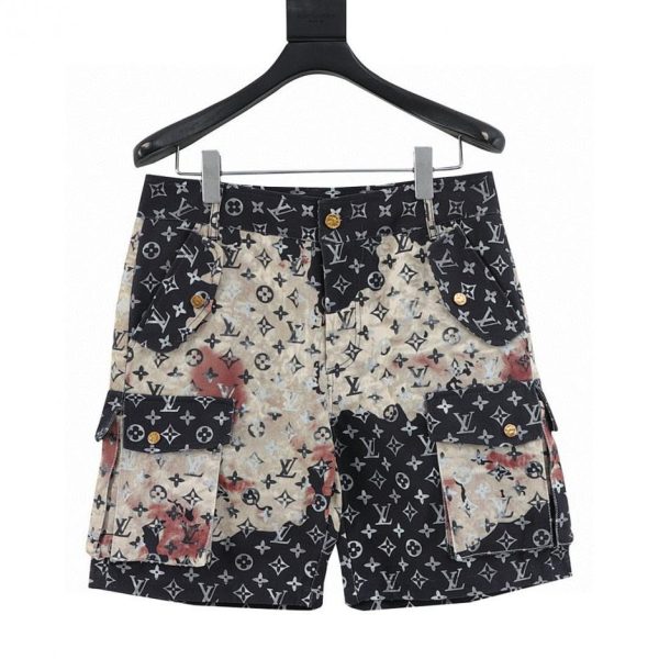 designer,replica,clothing,fake,1:1,lv,luxury,high quality Louis Vuitton all-over print denim shorts (C2BD)