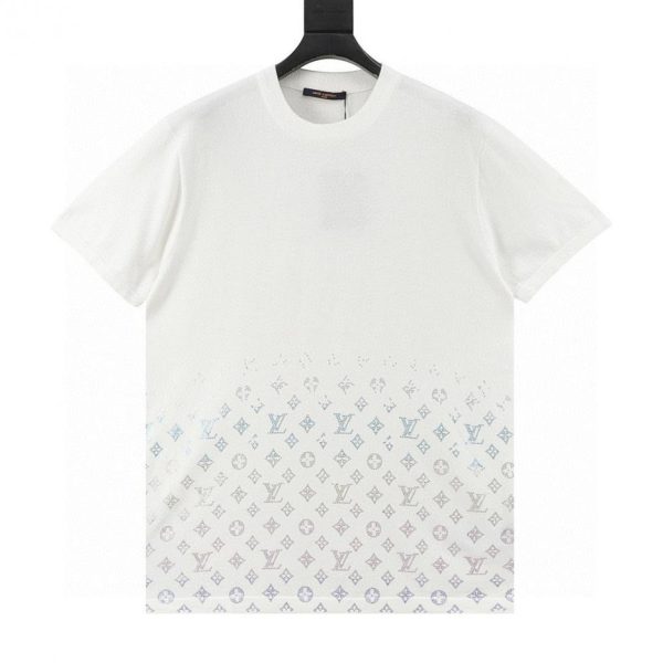 designer,replica,clothing,fake,1:1,lv,luxury,high quality Louis Vuitton monogram gradient knit short-sleeved shirt with rhinestones (Fendi 7F)