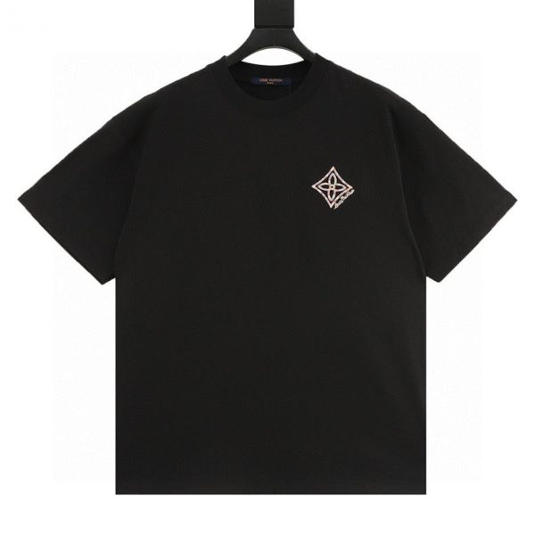 designer,replica,clothing,fake,1:1,lv,luxury,high quality Louis Vuitton short-sleeved shirt with colorful four-leaf clover embroidery (Fendi 13)
