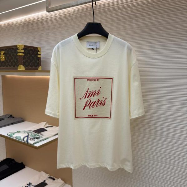 designer,replica,clothing,fake,1:1,lv,luxury,high quality Ami Paris Retro Print Short-Sleeve T-Shirt (XINIH)