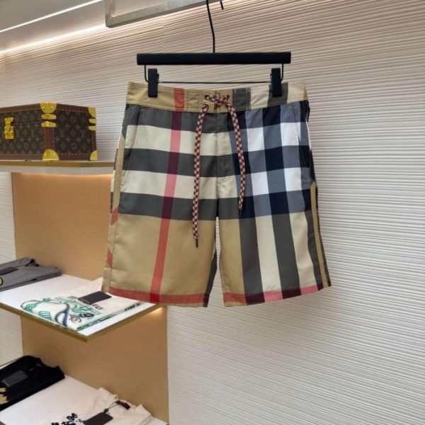 designer,replica,clothing,fake,1:1,lv,luxury,high quality Burberry check color-blocked beach shorts (CWQ0H)
