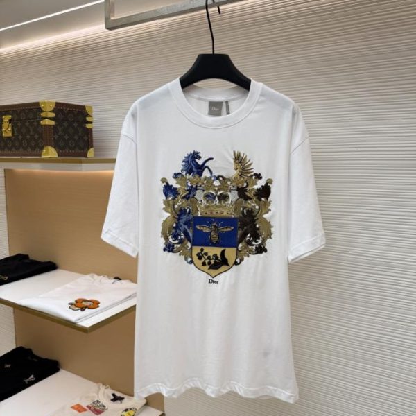 designer,replica,clothing,fake,1:1,lv,luxury,high quality Dior logo-pattern crew neck short-sleeved shirt (DV1SA)
