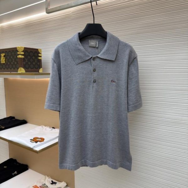 designer,replica,clothing,fake,1:1,lv,luxury,high quality Dior logo embroidered knit short-sleeved polo shirt (9Q4Q8)