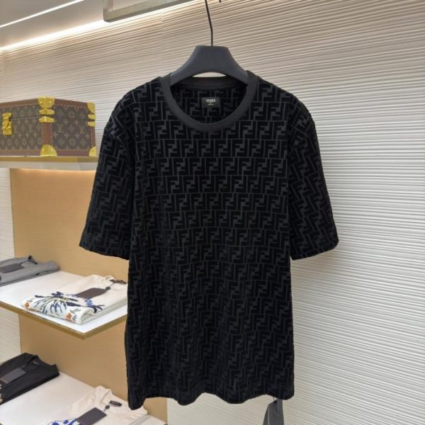 designer,replica,clothing,fake,1:1,lv,luxury,high quality FENDI Mercerized Flocked Short-Sleeve T-Shirt (J5YK5)