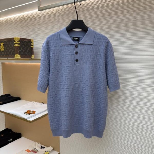 designer,replica,clothing,fake,1:1,lv,luxury,high quality Fendi FF all-over print polo collar knit sweater (8TEIF)