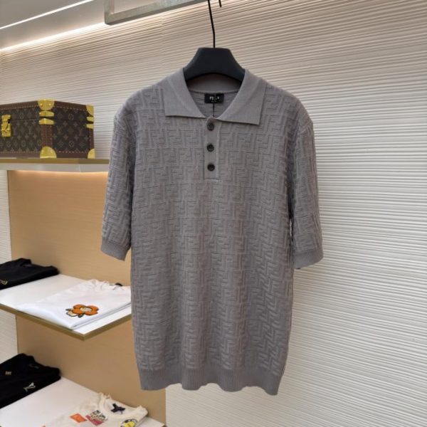 designer,replica,clothing,fake,1:1,lv,luxury,high quality Fendi FF all-over print polo collar knit sweater (UNVT5)