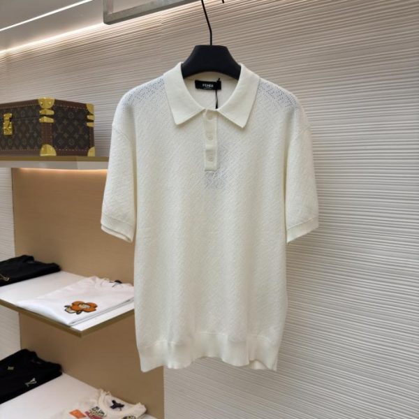 designer,replica,clothing,fake,1:1,lv,luxury,high quality Fendi openwork knit polo shirt (Y81R0)