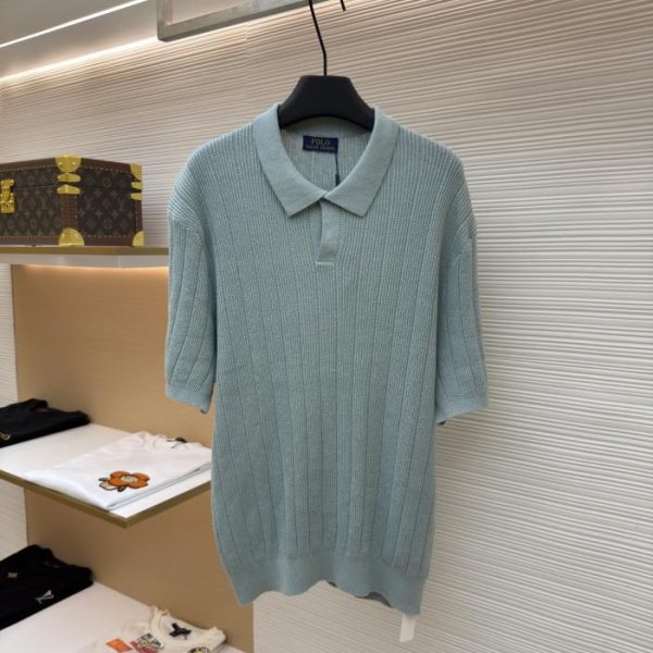 designer,replica,clothing,fake,1:1,lv,luxury,high quality Ralph Lauren Ribbed Solid Color Linen Knit Polo Shirt (ZQWSF)
