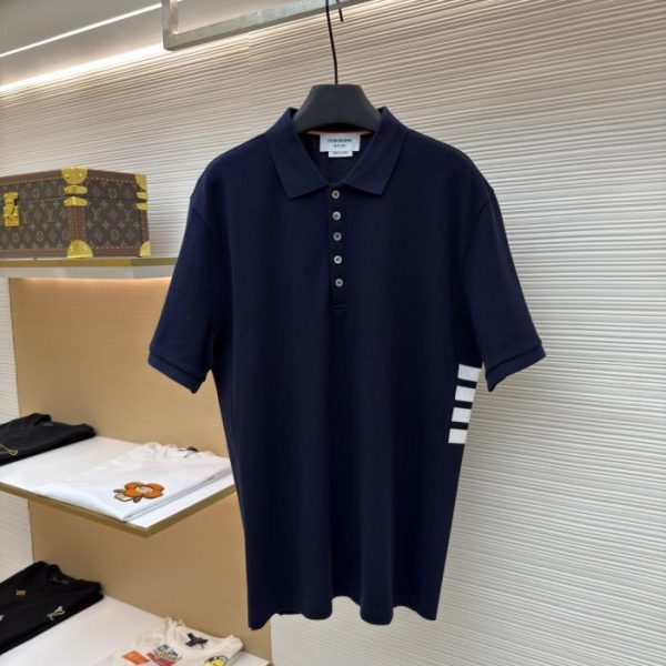 designer,replica,clothing,fake,1:1,lv,luxury,high quality THOM BROWNE Side Four-Stripe Polo Shirt (M7LE1)