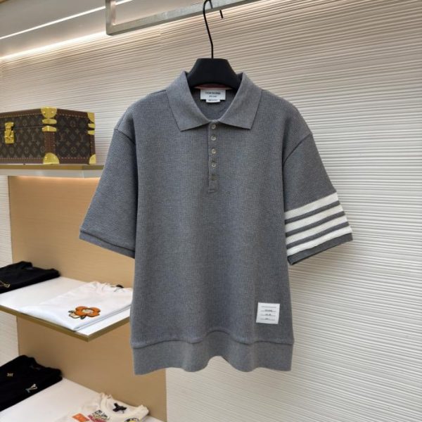designer,replica,clothing,fake,1:1,lv,luxury,high quality THOM BROWNE Waffle Knit Polo Shirt (Z9ITY)