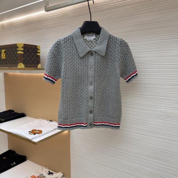 designer,replica,clothing,fake,1:1,lv,luxury,high quality THOM BROWNE Striped Openwork Knit Cardigan [Women’s] (2YVQC)