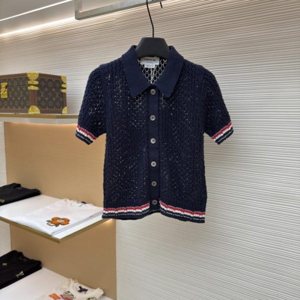 designer,replica,clothing,fake,1:1,lv,luxury,high quality THOM BROWNE Striped Openwork Knit Cardigan [Women’s Clothing] (IK8YM)