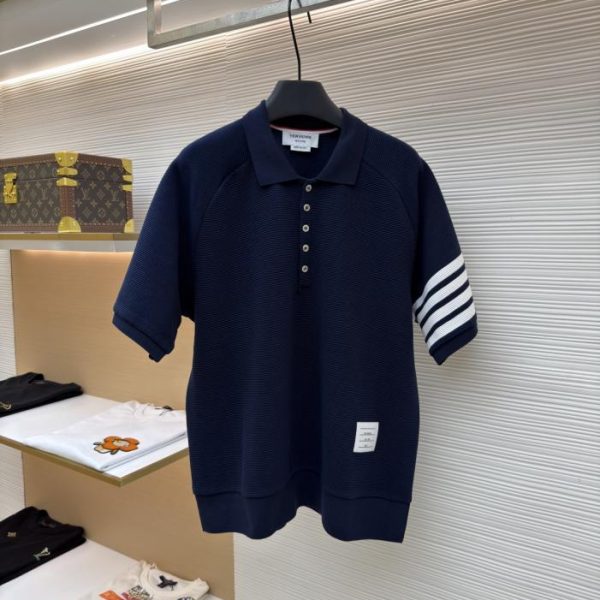 designer,replica,clothing,fake,1:1,lv,luxury,high quality THOM BROWNE Water Ripple Polo Shirt (BXYCA)