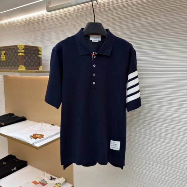 designer,replica,clothing,fake,1:1,lv,luxury,high quality THOM BROWNE pique cotton knit polo shirt (ULIZO)