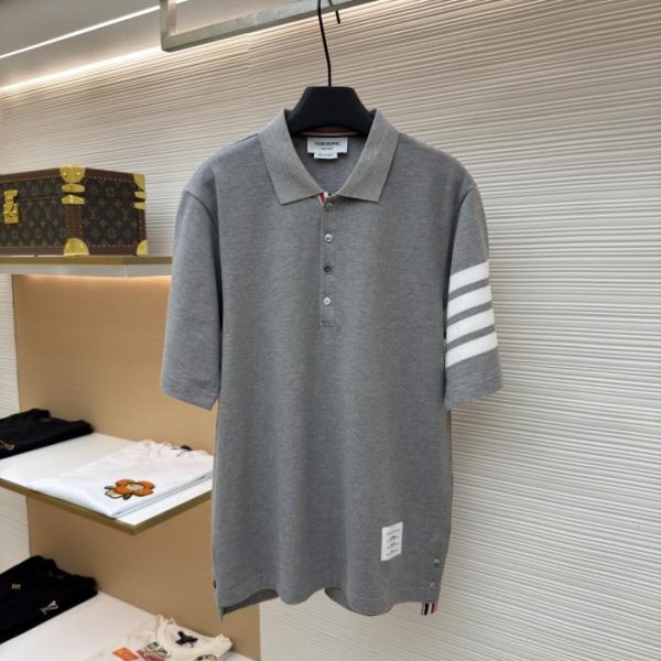 designer,replica,clothing,fake,1:1,lv,luxury,high quality THOM BROWNE pique cotton knit polo shirt (AJIWN)