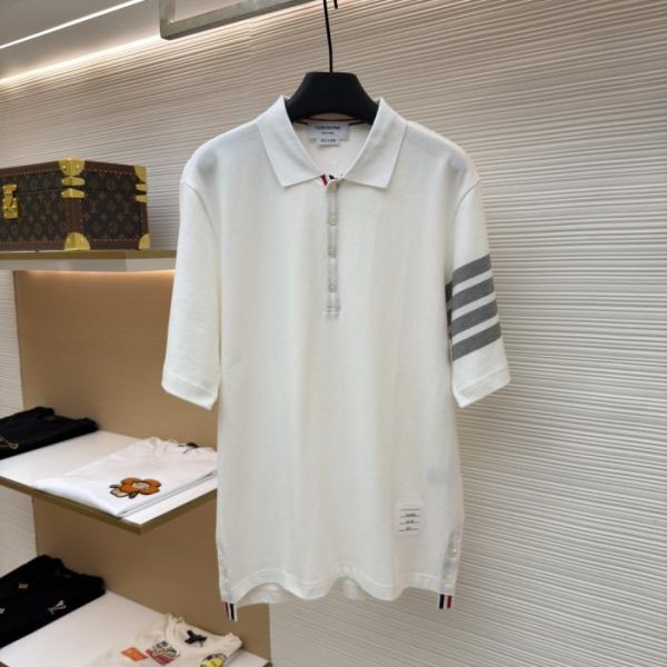 designer,replica,clothing,fake,1:1,lv,luxury,high quality THOM BROWNE pique cotton knit polo shirt (7204U)