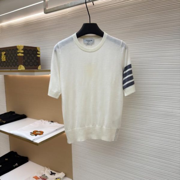 designer,replica,clothing,fake,1:1,lv,luxury,high quality THOM BROWNE Classic Knit Short-Sleeve T-Shirt (T52X8)