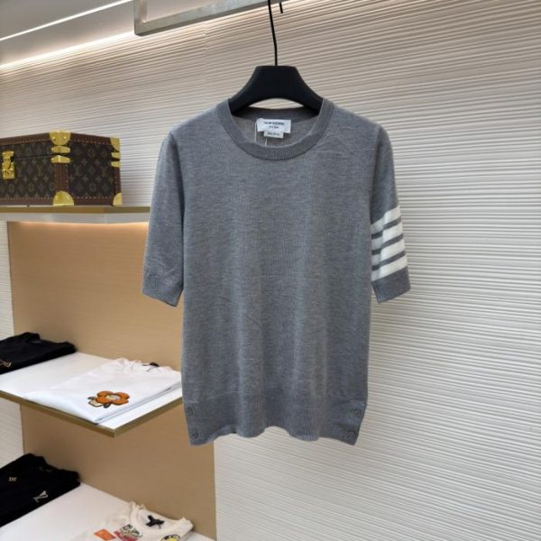 designer,replica,clothing,fake,1:1,lv,luxury,high quality THOM BROWNE Classic Knit Short-Sleeve T-Shirt (X6GJD)