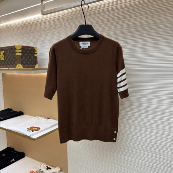 designer,replica,clothing,fake,1:1,lv,luxury,high quality THOM BROWNE Classic Knit Short-Sleeve T-Shirt (WFKNO)