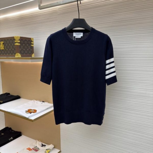 designer,replica,clothing,fake,1:1,lv,luxury,high quality THOM BROWNE Classic Knit Short-Sleeve T-Shirt (FBLD4)