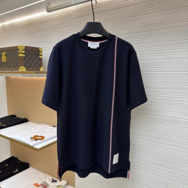 designer,replica,clothing,fake,1:1,lv,luxury,high quality THOM BROWNE Striped Short-Sleeve T-Shirt (ZTX16)