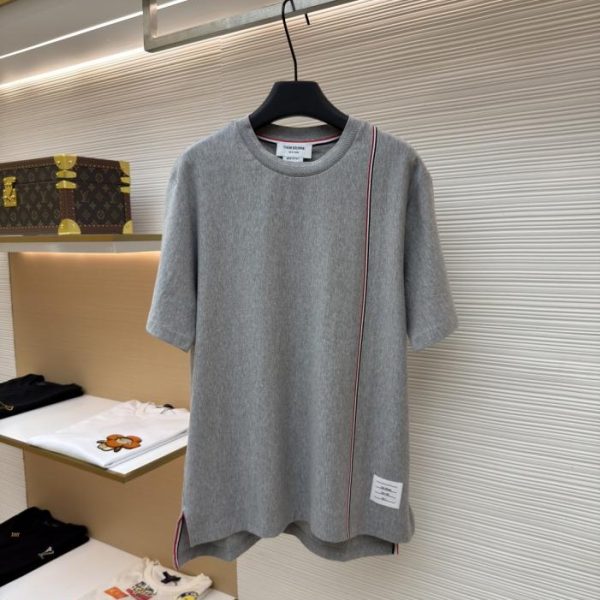designer,replica,clothing,fake,1:1,lv,luxury,high quality THOM BROWNE Striped Short-Sleeve T-Shirt (WL4HF)