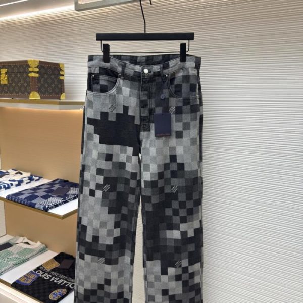 designer,replica,clothing,fake,1:1,lv,luxury,high quality LOUIS VUITTON Checkered Mosaic Jeans (HSYE8)