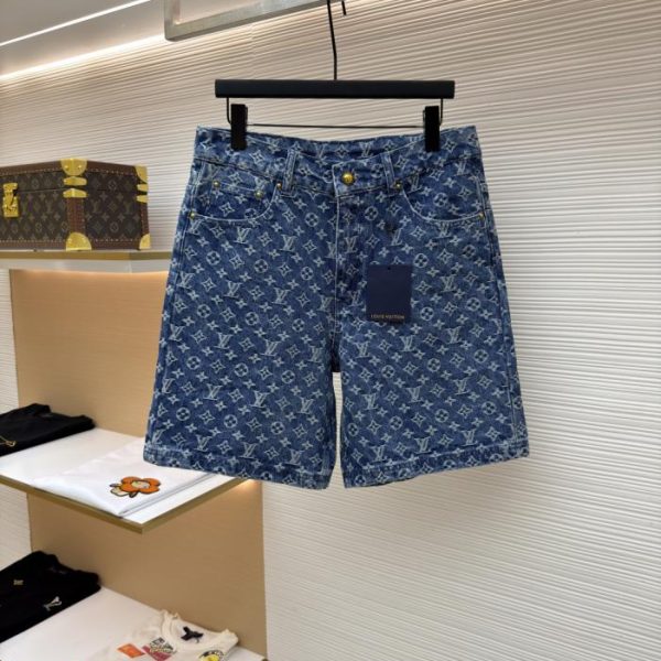 designer,replica,clothing,fake,1:1,lv,luxury,high quality LOUIS VUITTON all-over print denim shorts (9GNH8)