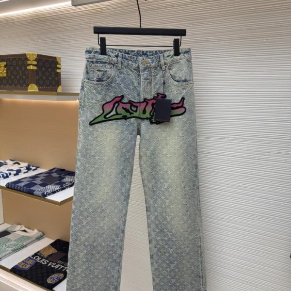 designer,replica,clothing,fake,1:1,lv,luxury,high quality LOUIS VUITTON Flame Graffiti Appliqué Jacquard Jeans (SV3W4)