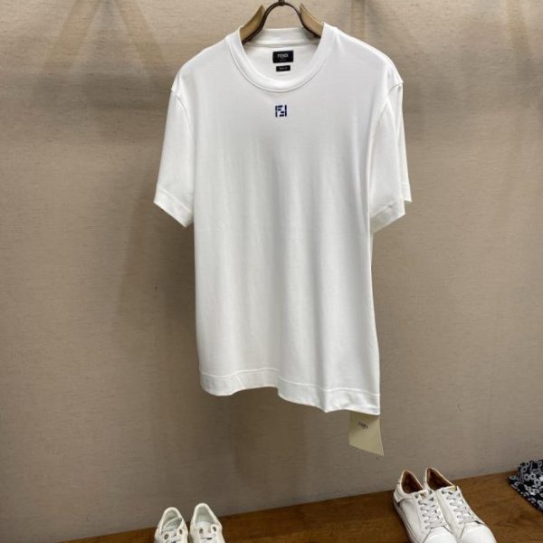 designer,replica,clothing,fake,1:1,lv,luxury,high quality Fendi Double F Embroidered Crew Neck Short Sleeve T-Shirt (VRM98)