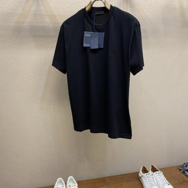 designer,replica,clothing,fake,1:1,lv,luxury,high quality Prada school badge embroidered crew neck short-sleeved shirt (G26VE)