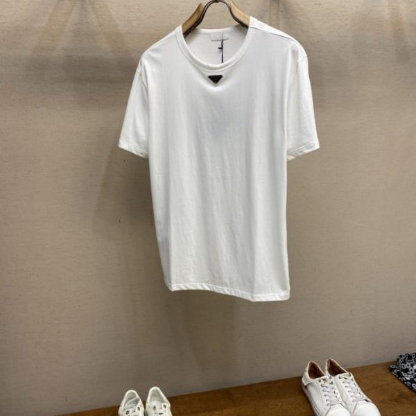 designer,replica,clothing,fake,1:1,lv,luxury,high quality Prada short-sleeved shirt with a triangle logo at the neckline (BBBGM)