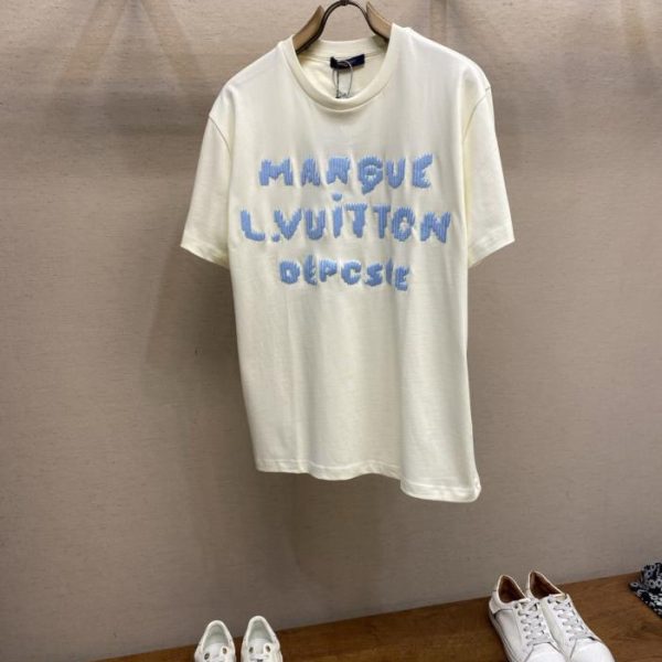 designer,replica,clothing,fake,1:1,lv,luxury,high quality LV Crew Neck Embroidered Letter T-Shirt (LOCHE)