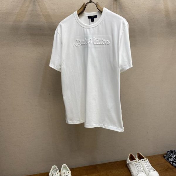 designer,replica,clothing,fake,1:1,lv,luxury,high quality LV 3D wave pattern crew neck short-sleeved T-shirt (V9VKT)